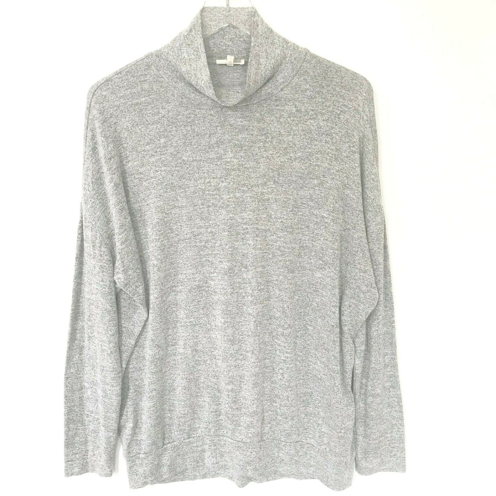 Wilfred Sweater Womens Medium Black White Space Dye Turtleneck Minimalist Cozy